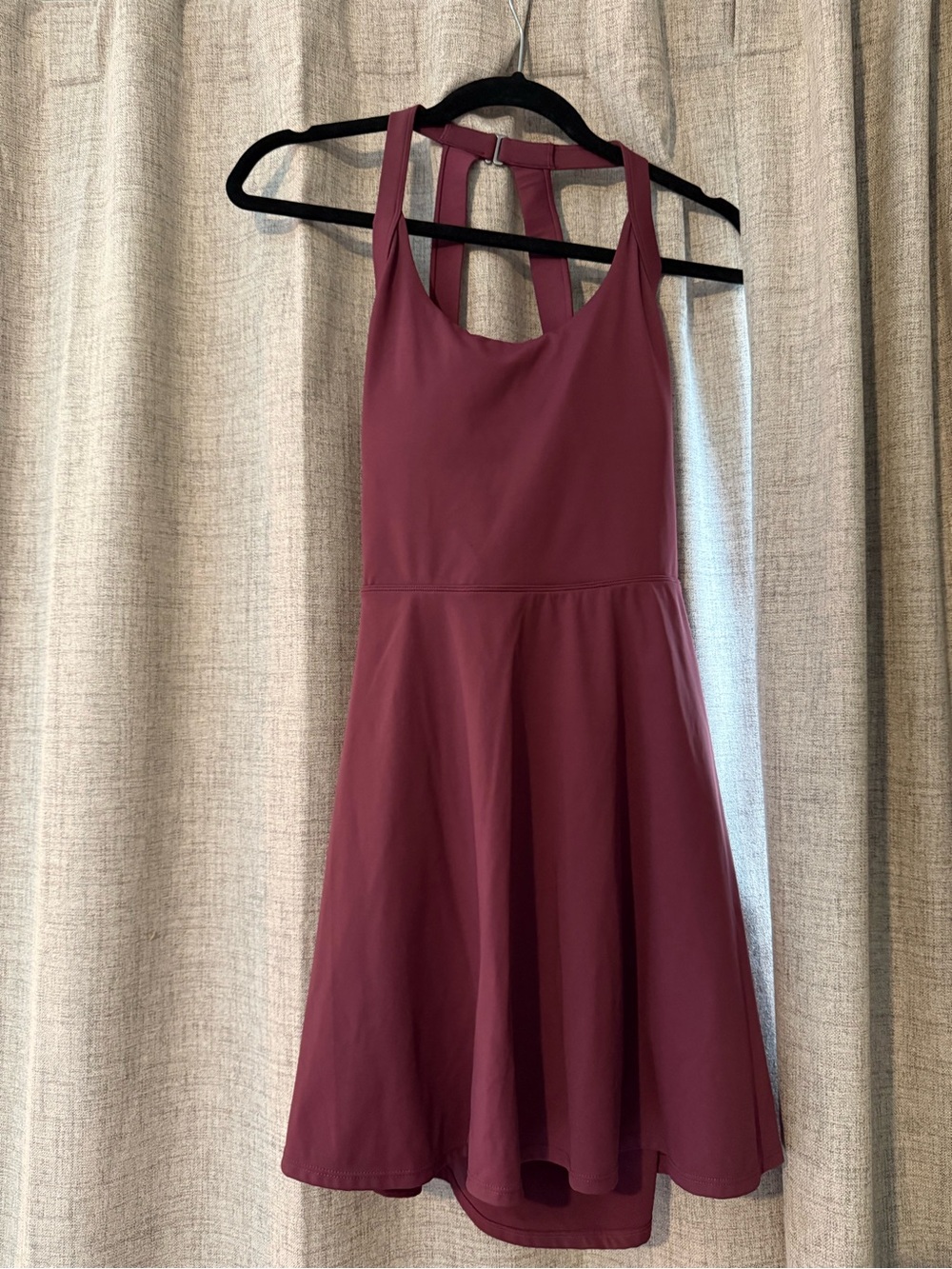 HALARA Backless Fit & Flare Dress in Burgundy